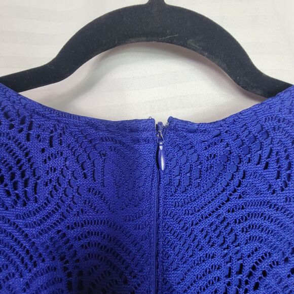 Liz Claiborne Blue Short Cap Sleeve Crochet Lace Dress Women's Size 6 - Picture 8 of 11